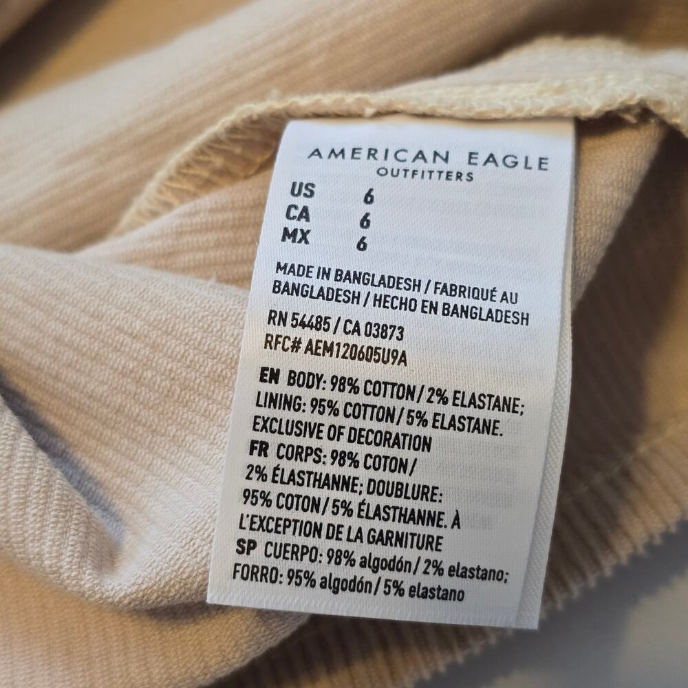 American Eagle Mini Skirt/Skort Womens Size 6 Tan Corduroy Stretch Academia - Picture 4 of 10